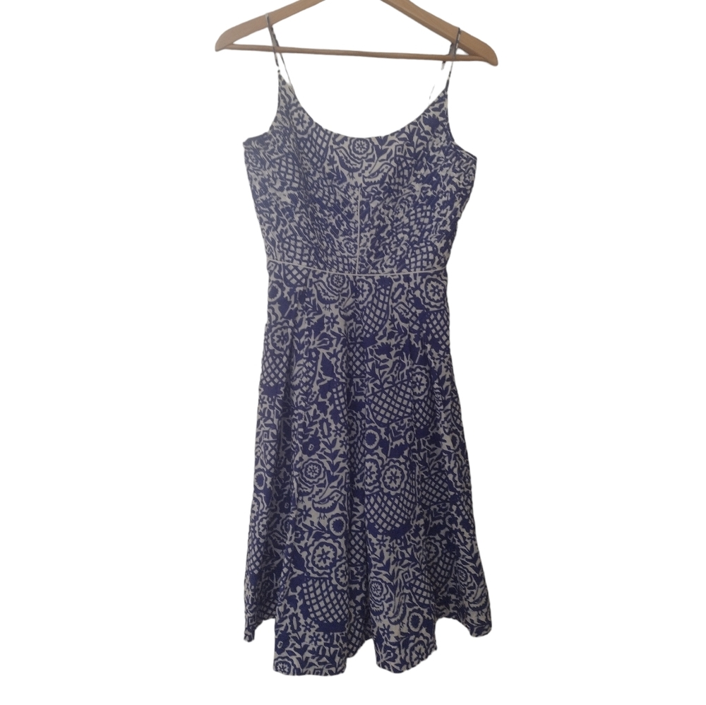 Tory Burch Blue and White Printed Midi Dress